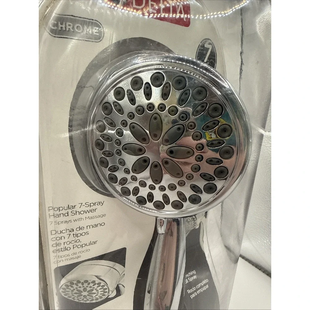 New Delta #75700 Chrome 7-Spray Hand Held Messaging Shower Head